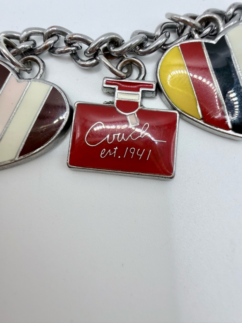 Coach Y2K Legacy Stripe Perfume Charm Bracelet Silver 2006 65th anniversary - Picture 6 of 10